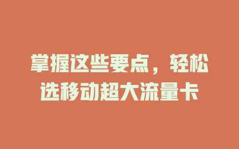 掌握这些要点，轻松选移动超大流量卡