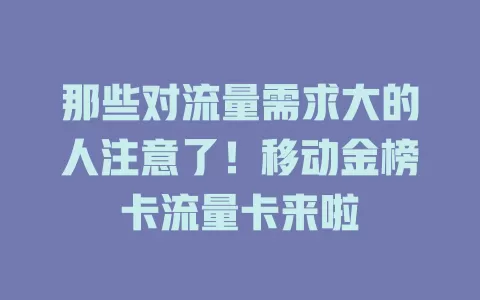 那些对流量需求大的人注意了！移动金榜卡流量卡来啦