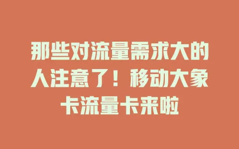 那些对流量需求大的人注意了！移动大象卡流量卡来啦