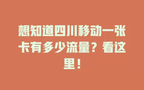 想知道四川移动一张卡有多少流量？看这里！