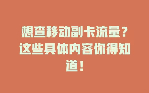 想查移动副卡流量？这些具体内容你得知道！