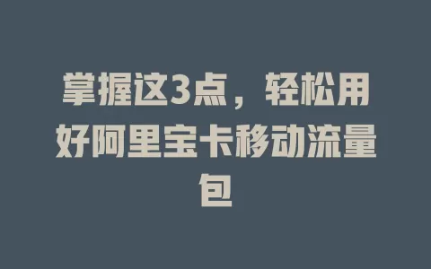 掌握这3点，轻松用好阿里宝卡移动流量包