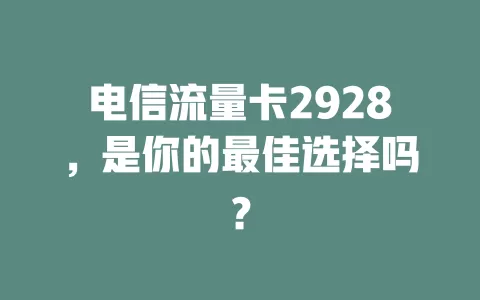 电信流量卡2928，是你的最佳选择吗？