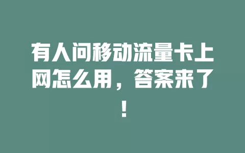 有人问移动流量卡上网怎么用，答案来了！