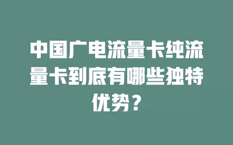中国广电流量卡纯流量卡到底有哪些独特优势？