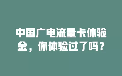 中国广电流量卡体验金，你体验过了吗？
