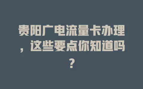 贵阳广电流量卡办理，这些要点你知道吗？