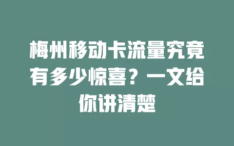 梅州移动卡流量究竟有多少惊喜？一文给你讲清楚