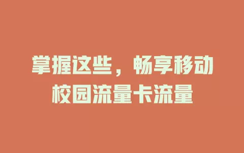 掌握这些，畅享移动校园流量卡流量
