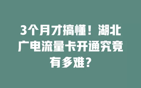 3个月才搞懂！湖北广电流量卡开通究竟有多难？