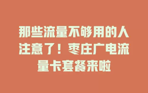 那些流量不够用的人注意了！枣庄广电流量卡套餐来啦