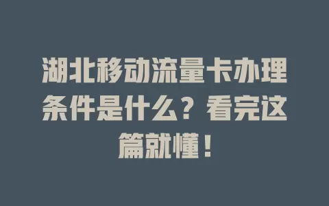 湖北移动流量卡办理条件是什么？看完这篇就懂！