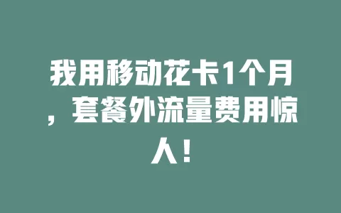 我用移动花卡1个月，套餐外流量费用惊人！