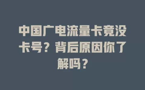 中国广电流量卡竟没卡号？背后原因你了解吗？