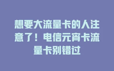 想要大流量卡的人注意了！电信元宵卡流量卡别错过