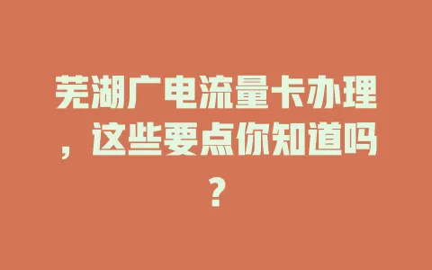 芜湖广电流量卡办理，这些要点你知道吗？