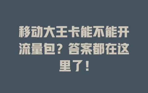 移动大王卡能不能开流量包？答案都在这里了！