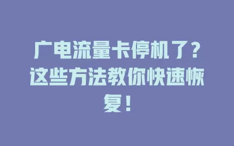 广电流量卡停机了？这些方法教你快速恢复！