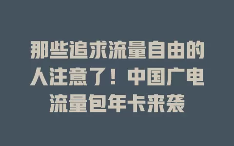那些追求流量自由的人注意了！中国广电流量包年卡来袭
