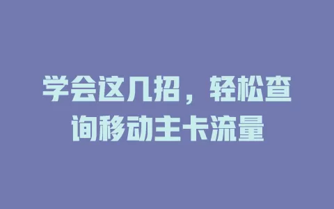 学会这几招，轻松查询移动主卡流量