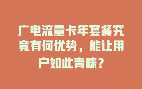 广电流量卡年套餐究竟有何优势，能让用户如此青睐？