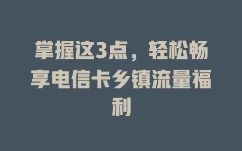 掌握这3点，轻松畅享电信卡乡镇流量福利