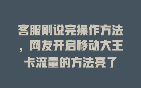 客服刚说完操作方法，网友开启移动大王卡流量的方法亮了
