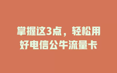掌握这3点，轻松用好电信公牛流量卡