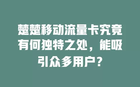 楚楚移动流量卡究竟有何独特之处，能吸引众多用户？