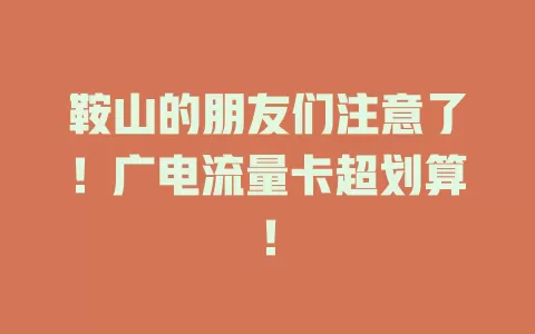 鞍山的朋友们注意了！广电流量卡超划算！