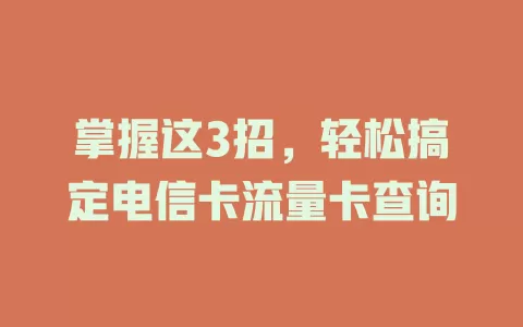 掌握这3招，轻松搞定电信卡流量卡查询