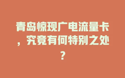 青岛惊现广电流量卡，究竟有何特别之处？