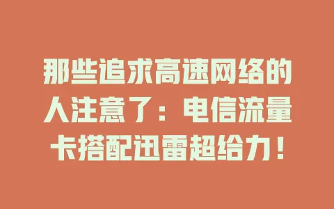 那些追求高速网络的人注意了：电信流量卡搭配迅雷超给力！