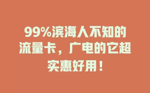 99%滨海人不知的流量卡，广电的它超实惠好用！