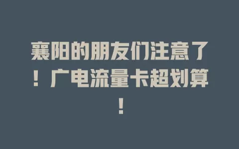 襄阳的朋友们注意了！广电流量卡超划算！