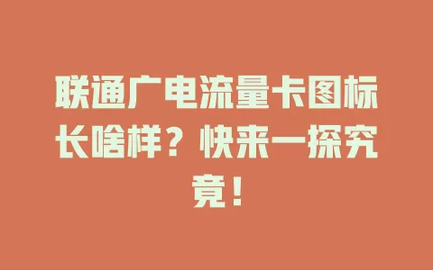联通广电流量卡图标长啥样？快来一探究竟！