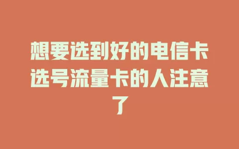 想要选到好的电信卡选号流量卡的人注意了