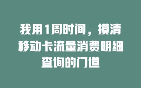我用1周时间，摸清移动卡流量消费明细查询的门道