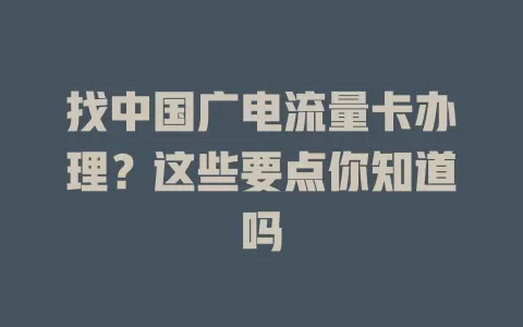 找中国广电流量卡办理？这些要点你知道吗