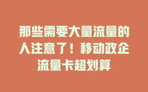 那些需要大量流量的人注意了！移动政企流量卡超划算