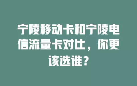 宁陵移动卡和宁陵电信流量卡对比，你更该选谁？