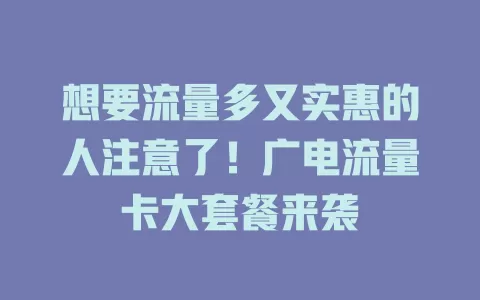 想要流量多又实惠的人注意了！广电流量卡大套餐来袭