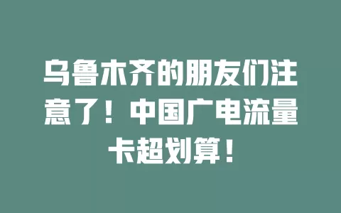 乌鲁木齐的朋友们注意了！中国广电流量卡超划算！