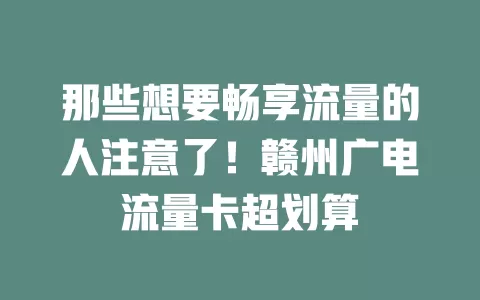 那些想要畅享流量的人注意了！赣州广电流量卡超划算