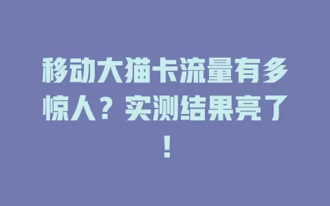 移动大猫卡流量有多惊人？实测结果亮了！