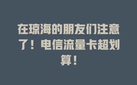 在琼海的朋友们注意了！电信流量卡超划算！