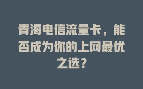 青海电信流量卡，能否成为你的上网最优之选？