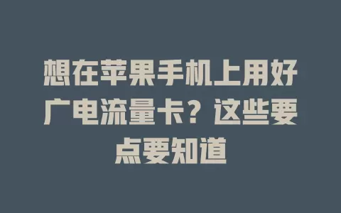 想在苹果手机上用好广电流量卡？这些要点要知道