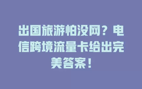 出国旅游怕没网？电信跨境流量卡给出完美答案！