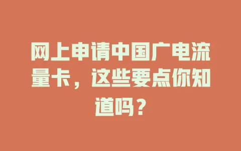 网上申请中国广电流量卡，这些要点你知道吗？